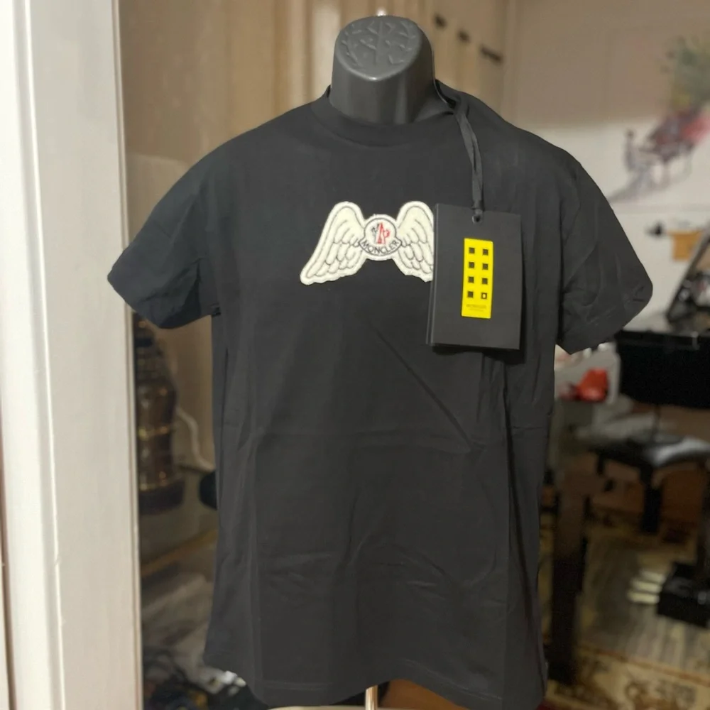 NWT Men’s Size Small Moncler X Palm Angels Wing Logo Tee 100% Cotton In Black - Picture 8 of 17